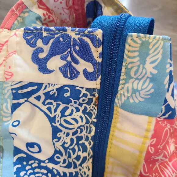 Lily Pulitzer Quilted Beach Tote Carry All - Koi Fish Checkered - Picture 6 of 16